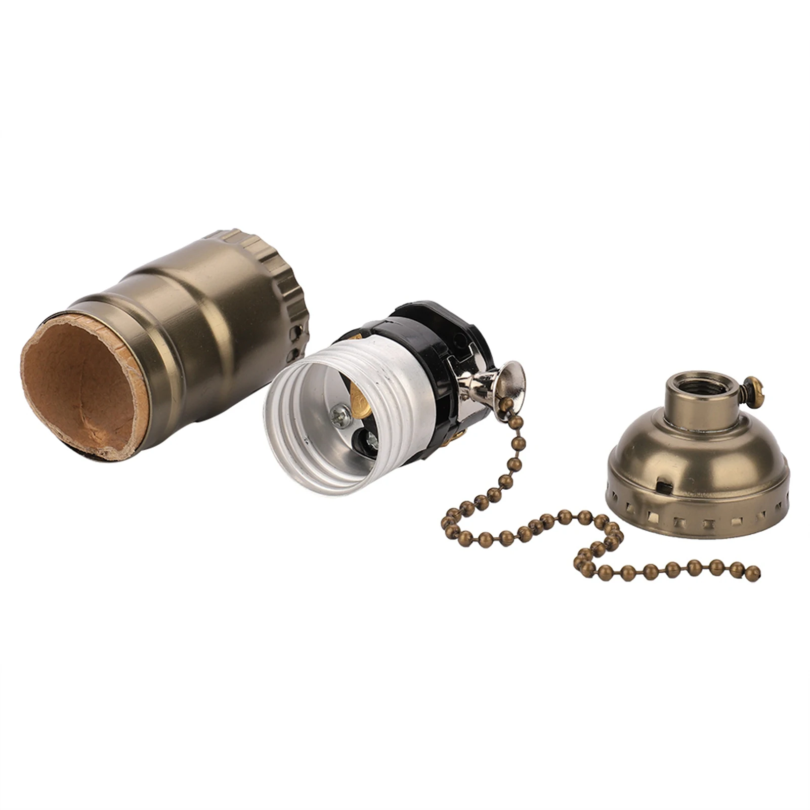 Vintage stijl aluminium E27 lamphouder met trekkoordschakelaar, standaard schroefbasis, retro fitting voor DIY bureaulamp