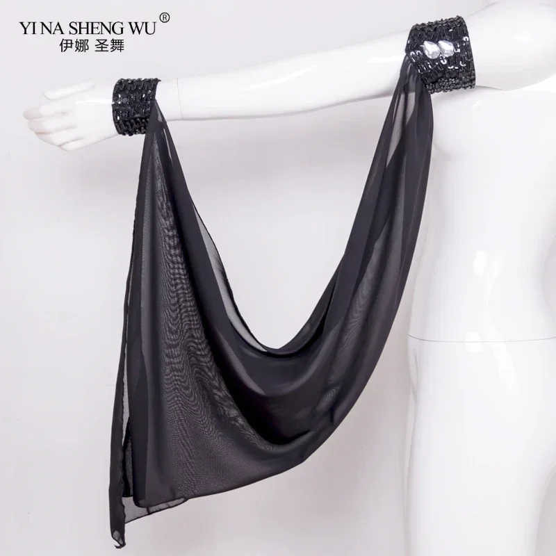 1 Piece Arm Sleeves Wrist Adjustable Chiffon Sleeve 11 Colors Wholesale Belly Dance Costume Accessories Sequins Armbands New