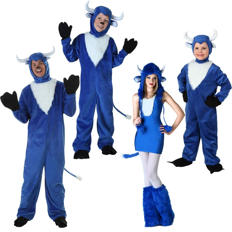 

Luxury Halloween Children's Day Stage Performance Adult Children Infant Male Female Blue Buffalo Parent Child Costume