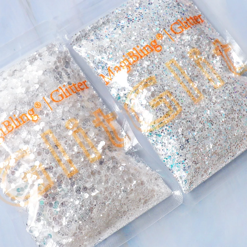 50 g/Beutel MagiBling holografische gemischte sechseckige Nagelglitter glitzernde Pailletten für handgefertigte Maniküre, Körper, Augen, Gesichtsdekorationen – Detail 3