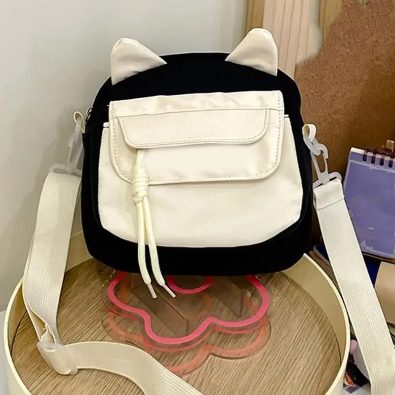 

Multi Functional Nylon Phone Bag For Women Cats Ear Shoulder Bags Casual Crossbody Design With Spacious Zippered Closure 20CA