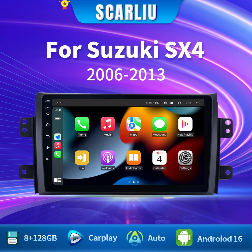 

for Suzuki SX4 2006 - 2013 for Fiat Sedici Multimedia Player Navigation GPS 2 Din Carplay Stereo DVD Android 16 Car Radio