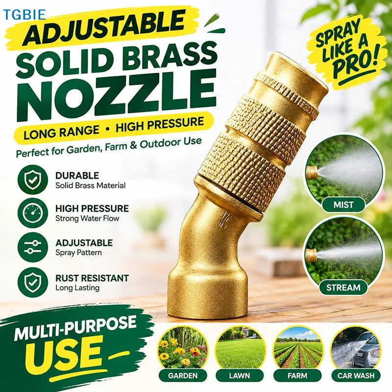 [TL]Heavy Duty Brass Elbow Spray Nozzle Adjustable Flow Anti-Slip Handle for Boat Caravan Exterior Cleaning