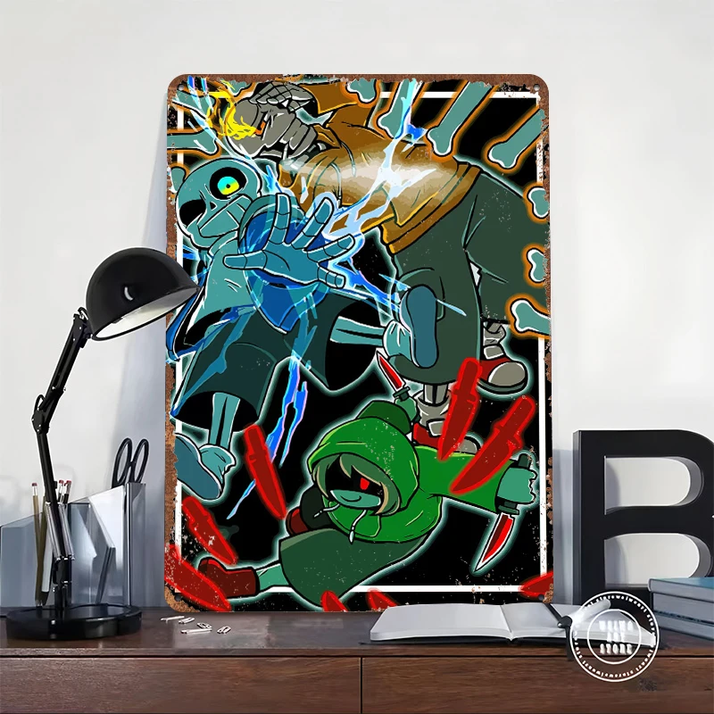 Undertale Battle Tinplate Poster Customized Wall Art Retro Vintage Metal Signs for Fans Modern Home Decoration Luxury Interior