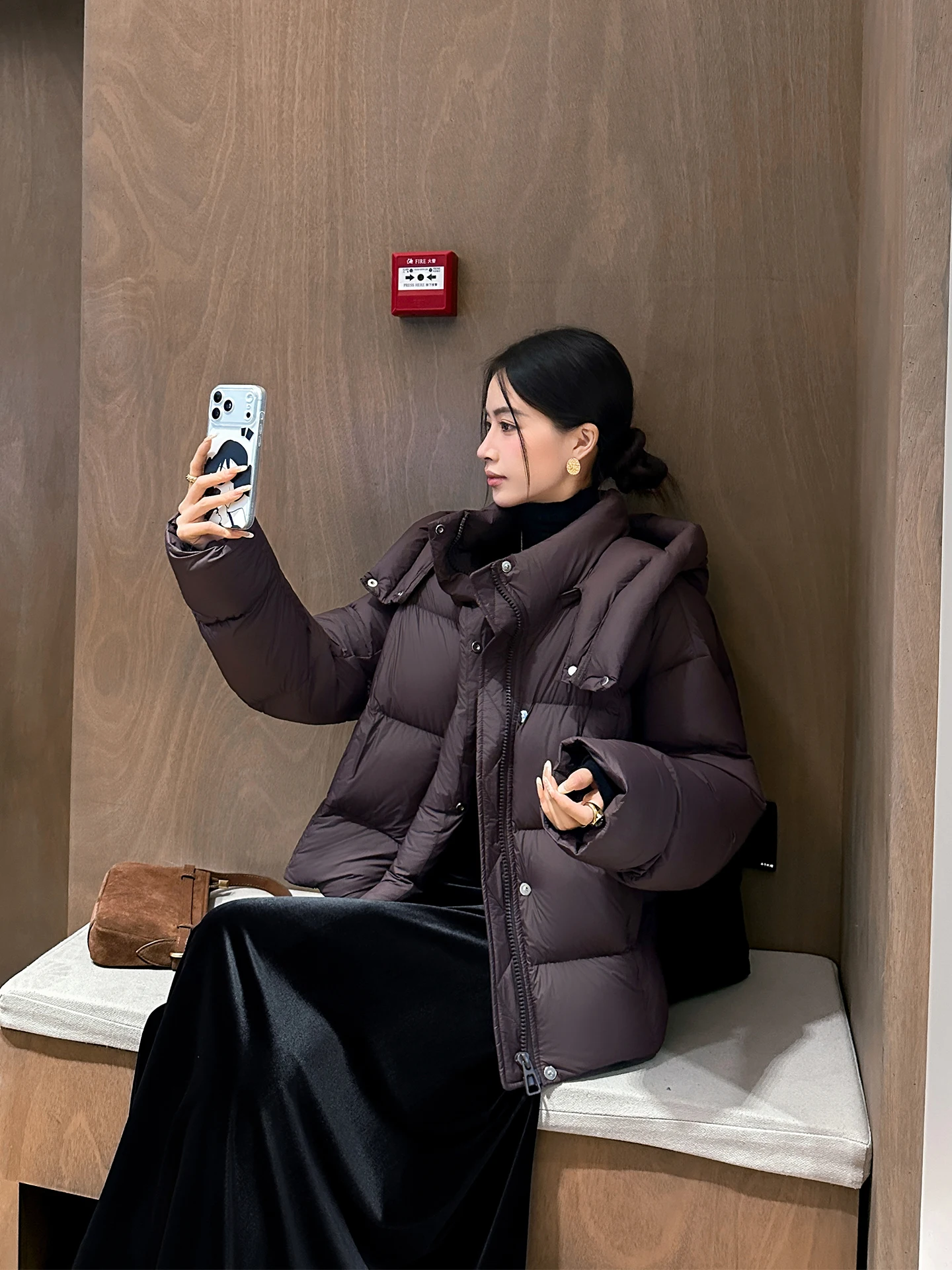 

Женская теплая куртка-пуховик Binguo Chic с капюшоном, наполнителем из белого гусиного пуха, из нейлоновой ткани, на молнии, для повседневной носки