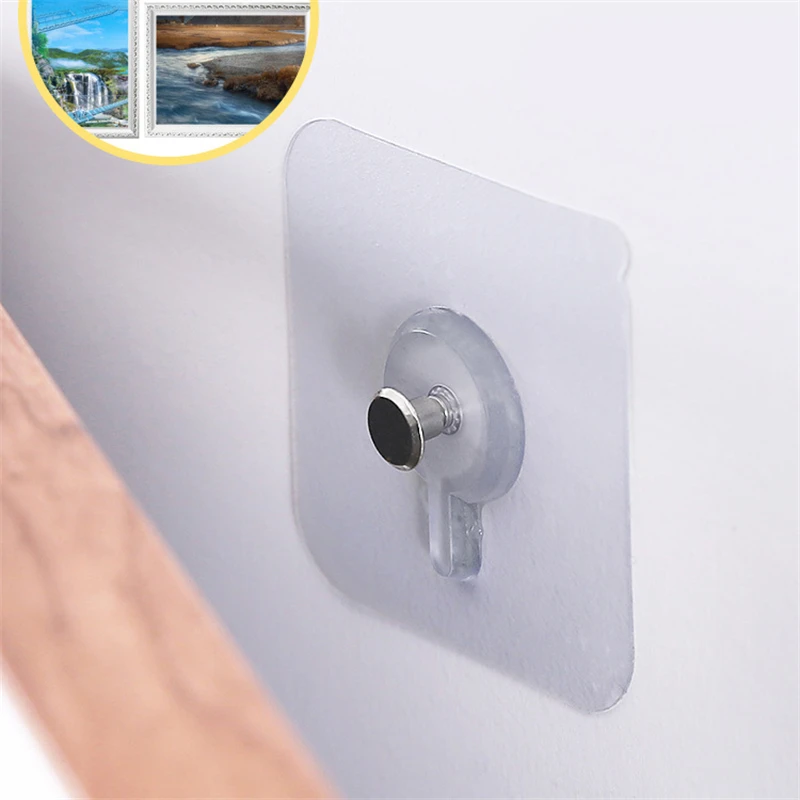 10/20 Pcs Adhesive Wall-Mounted Hooks Poster Photo Frame Clock Hangers Punch Free Screw Stickers Hook Kitchen Organizer Holder