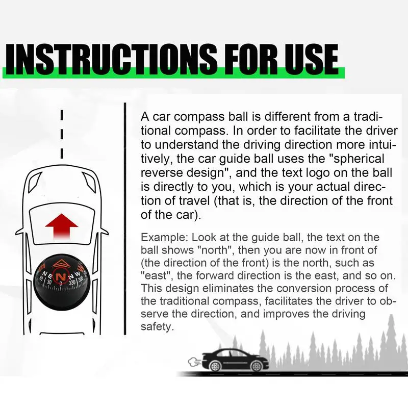 Multifunction Car Inclinometer Outdoor Measure Tool Vehicle Compass Car Mount Compass Ball Compass For Vehicle Boat tools ﻿