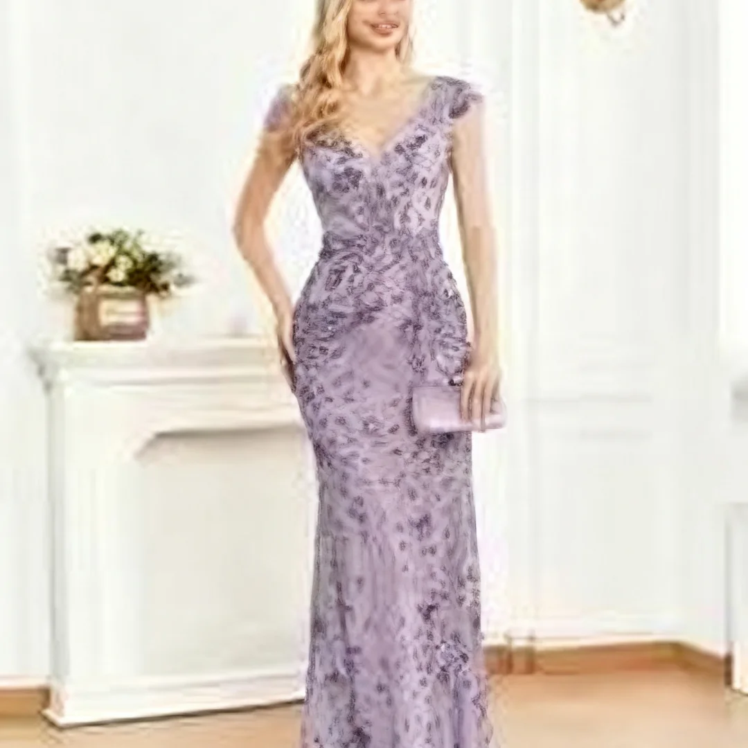 

Customized Luxury Long Mermaid Formal V-neck Evening Dress formal evening dresses birthday party prom gowns for women