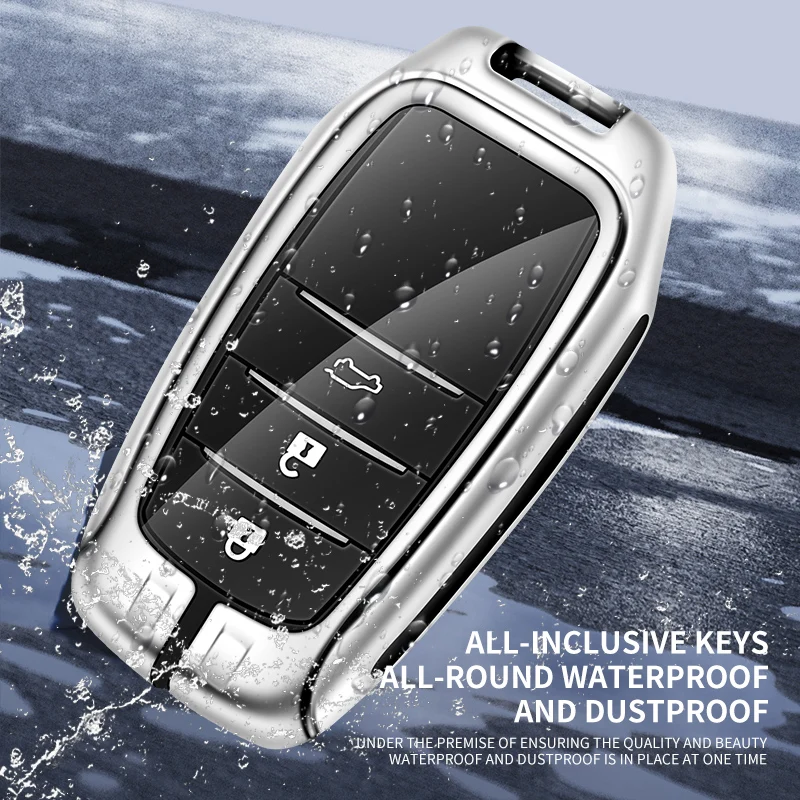 سبائك الزنك سيارة مفتاح القضية حامي شعار السيارة مفتاح سلسلة الملحقات لتويوتا كورولا هارير لاند كروزر راش فورتشنر أوريس برا #3