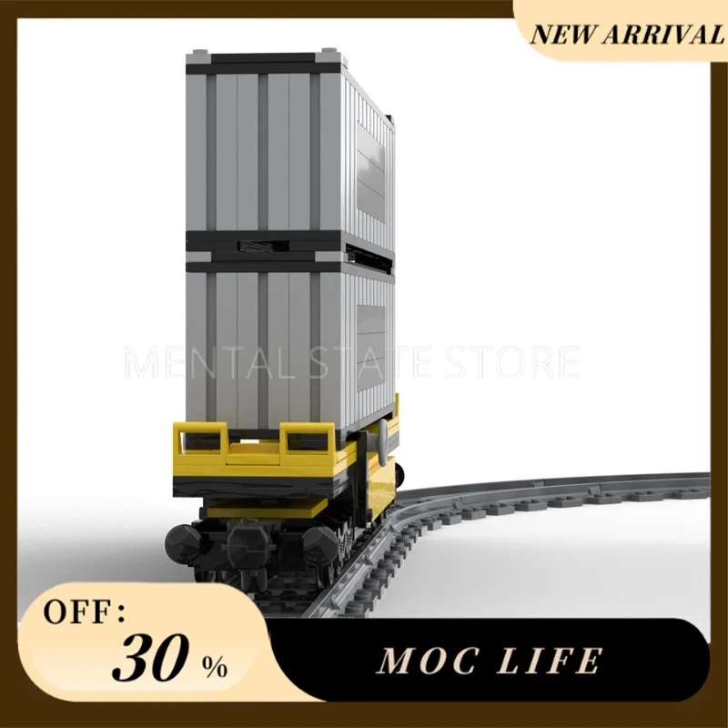 NEW 335PCS Customized MOC Wagon train with containers Building Blocks Technology Bricks DIY Creative Assembly Toys Holiday Gift