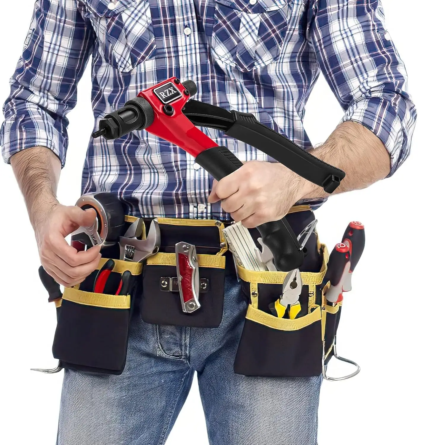 8-Inch Rivet Nut Gun with M3-M6 and SAE Threads, Hand Riveter Tool for Easy Fastening