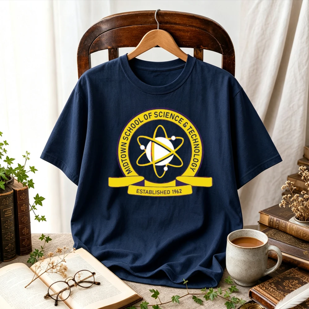 Midtown School of Science & Technology Logo Graphic T Shirt Retro Movie Badge Print Unisex Casual Cotton Streetwear Summer Tees