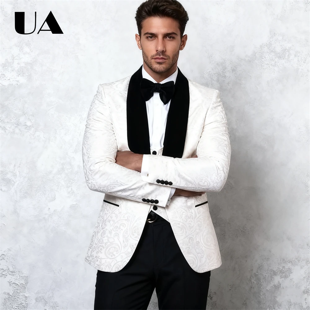 

Paisley 3-Piece Suit Set for Men XXS-7XL Wedding Groom Suit Best Man Tuxedo (Jacket Vest Pants) One Button Business Dinner Suit