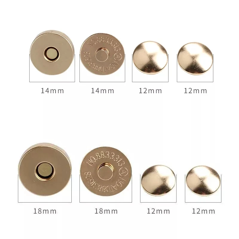 10 Sets Wallet Button Rivet 14 / 18 mm Bags Metal snaps Environmental Clasps Thickening Magnetic Automatic Adsorption Buckle