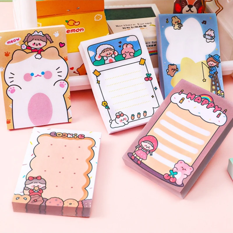 

1/8pcs Cute Cartoon Memo Pads for Girls Kawaii Sticky Notes Student School Office Supplies 80sheets