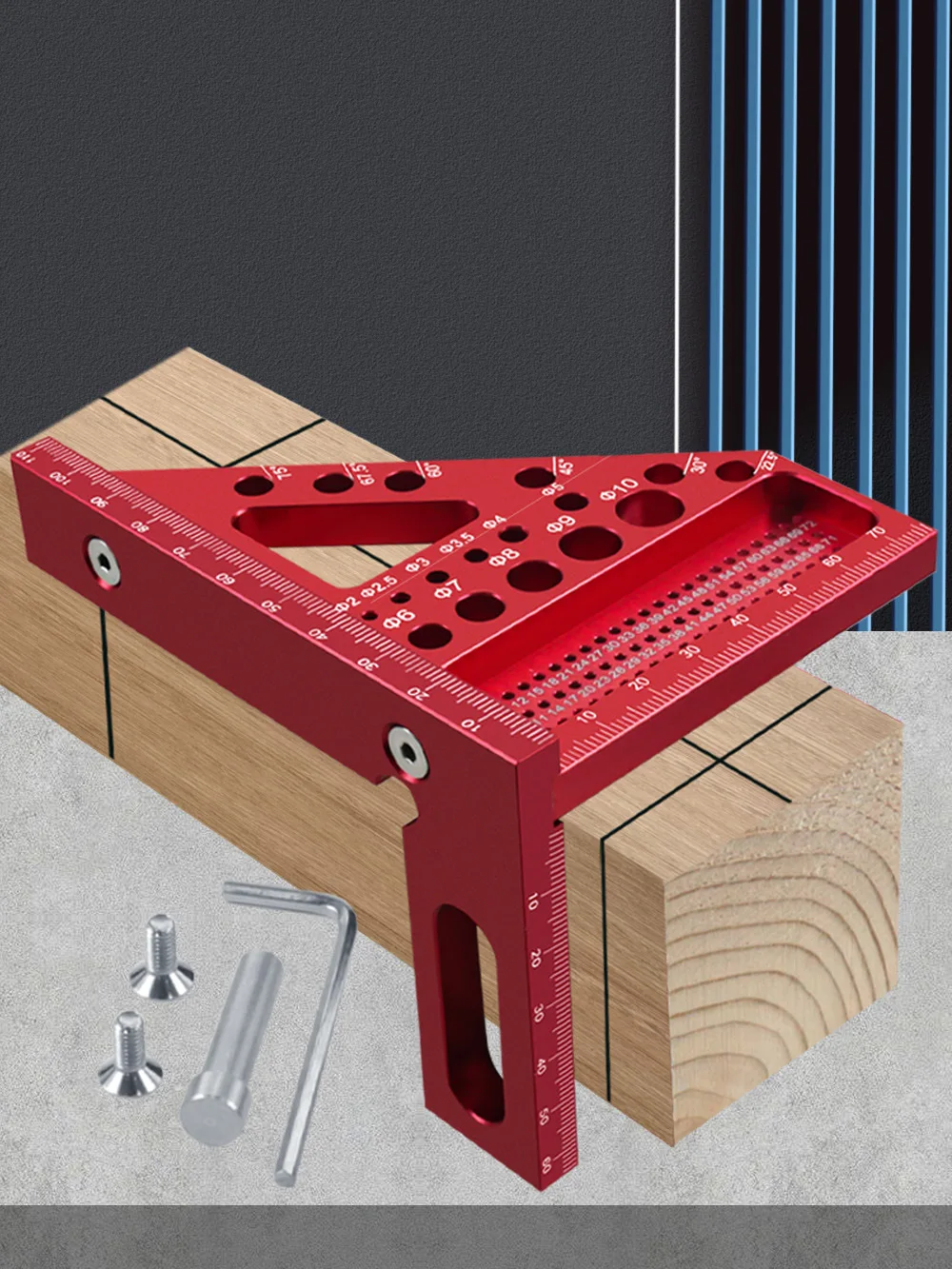 3D Multi-Angle Measuring Ruler, Aluminum Alloy 45/90 Degree Angle Finder & Miter Square for Woodworking