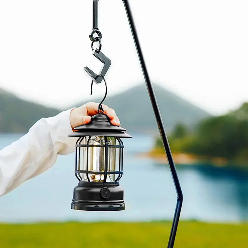 Tent light with infinite dimming, retro camping light, rechargeable flashlight, available in multiple colors