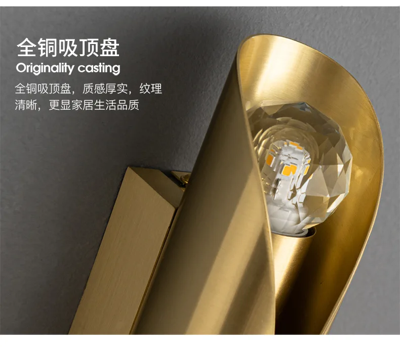 Modern Luxury 2 Lights Gold Crystal Wall Sconce Brushed Metal Twisted Wall Lamp LED Wall Light for Bedroom Bedside Bathroom Vani