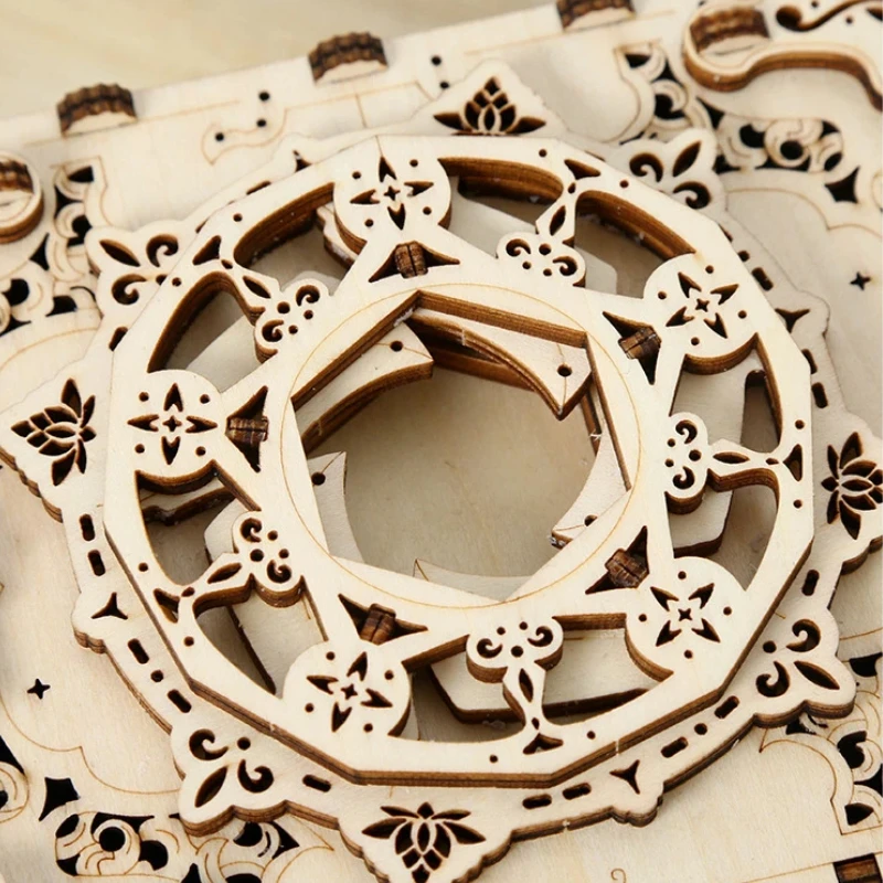 Livelihood 3D Wooden Puzzle Laser Cut Diy Assembled Jewelry Storage Box Mechanical Model Holiday Gift For Adult