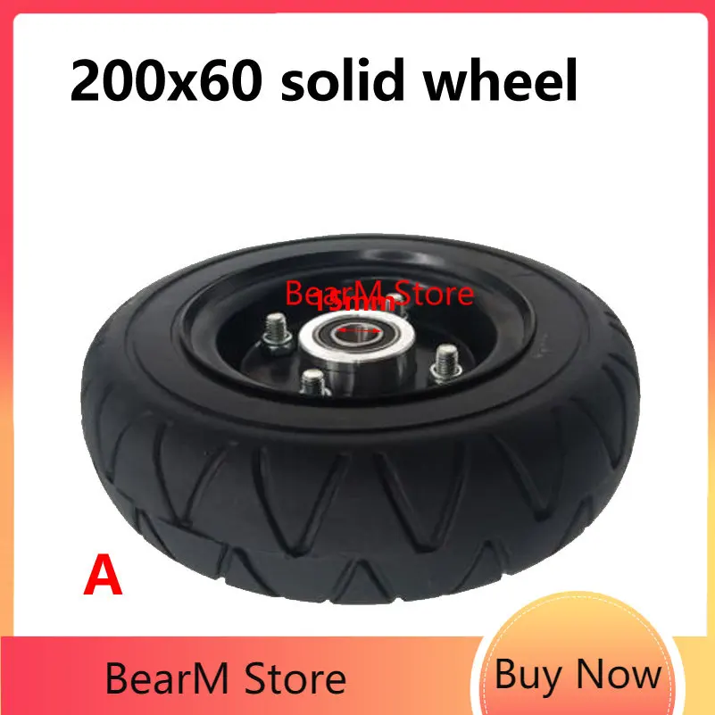 

Premium Quality 8 Inch 200x60 Solid Tire with Bearing Hubs for Elderly Scooter Electric Quad Bike Replacement Parts