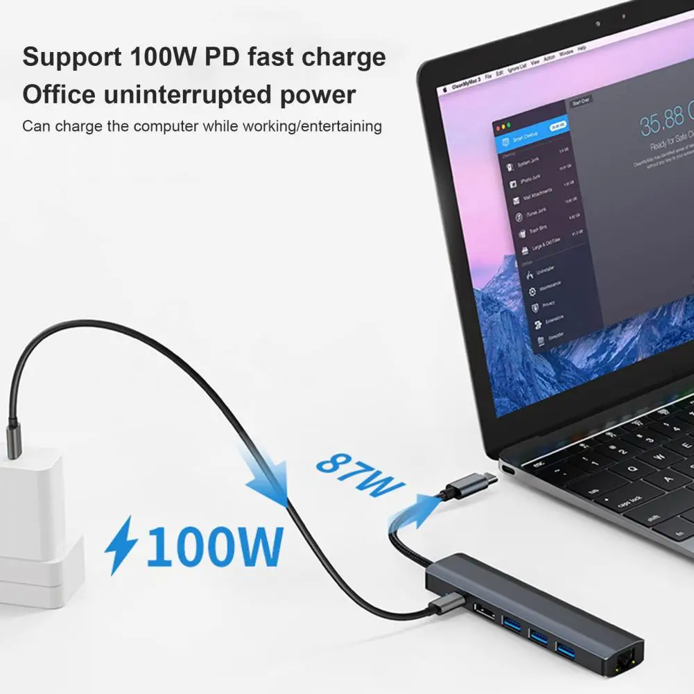 USB C Hub Compact 3 USB3.0 Driver Gratis Aksesoris PC Type-c Docking Station Performa Tinggi