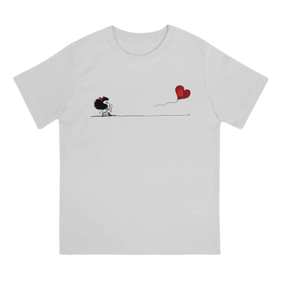 MAFALDA Heart Love Balloon T Shirt Graphic Men Tees Summer Clothing Polyester Crewneck TShirt