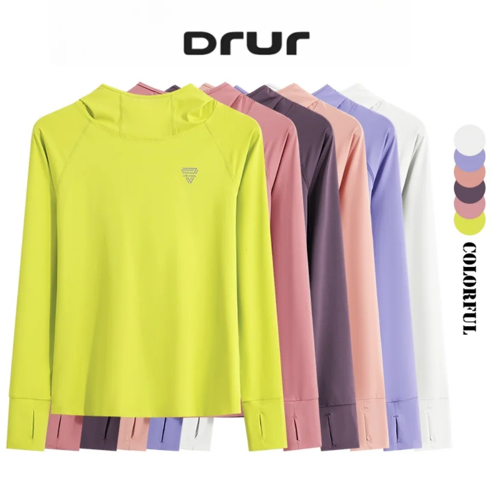 

DRUR Women Hoodie Long Sleeve Lightweight Quick Dry Gym Shirt Workout Running Tshirt Fitness Clothing Sweatshirt Yoga Apparel