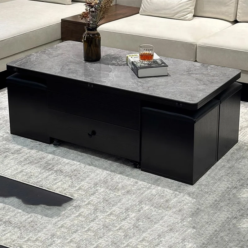 Space Saving Black Coffee Table Aesthetic Rectangle Living Room Coffee Table Storage Low Mesas De Centro Para Sala Furniture