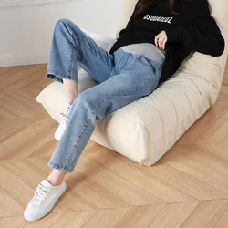 Fdfklak Denim Maternity Jeans Spring Autumn High Waist Belly Pants Clothes For Pregnant Women Pregnancy Work Trousers