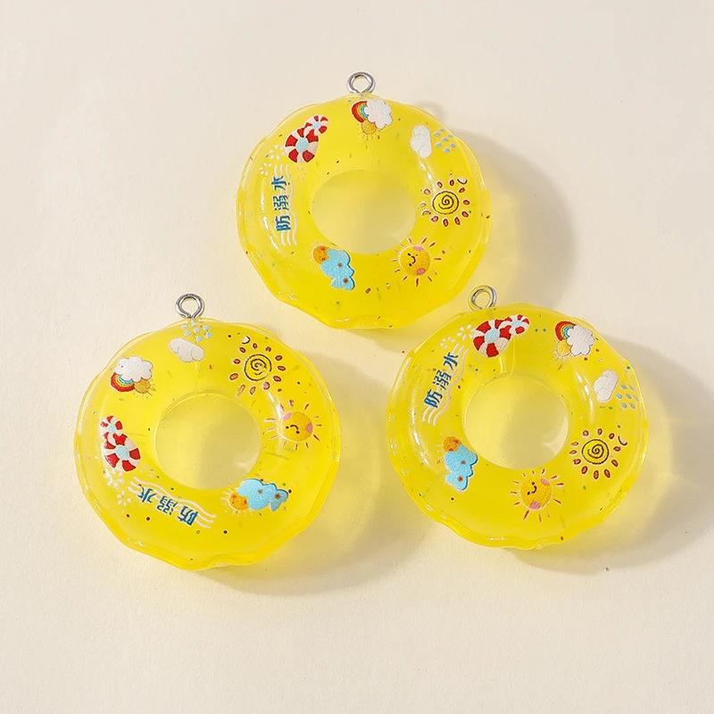 Leslie 5 stücke Harz Sommer Strand Schwimm ring Ohrring Charms DIY Ergebnisse Schlüssel bund Halskette Anhänger Schmuck Herstellung Zubehör – Detail 6