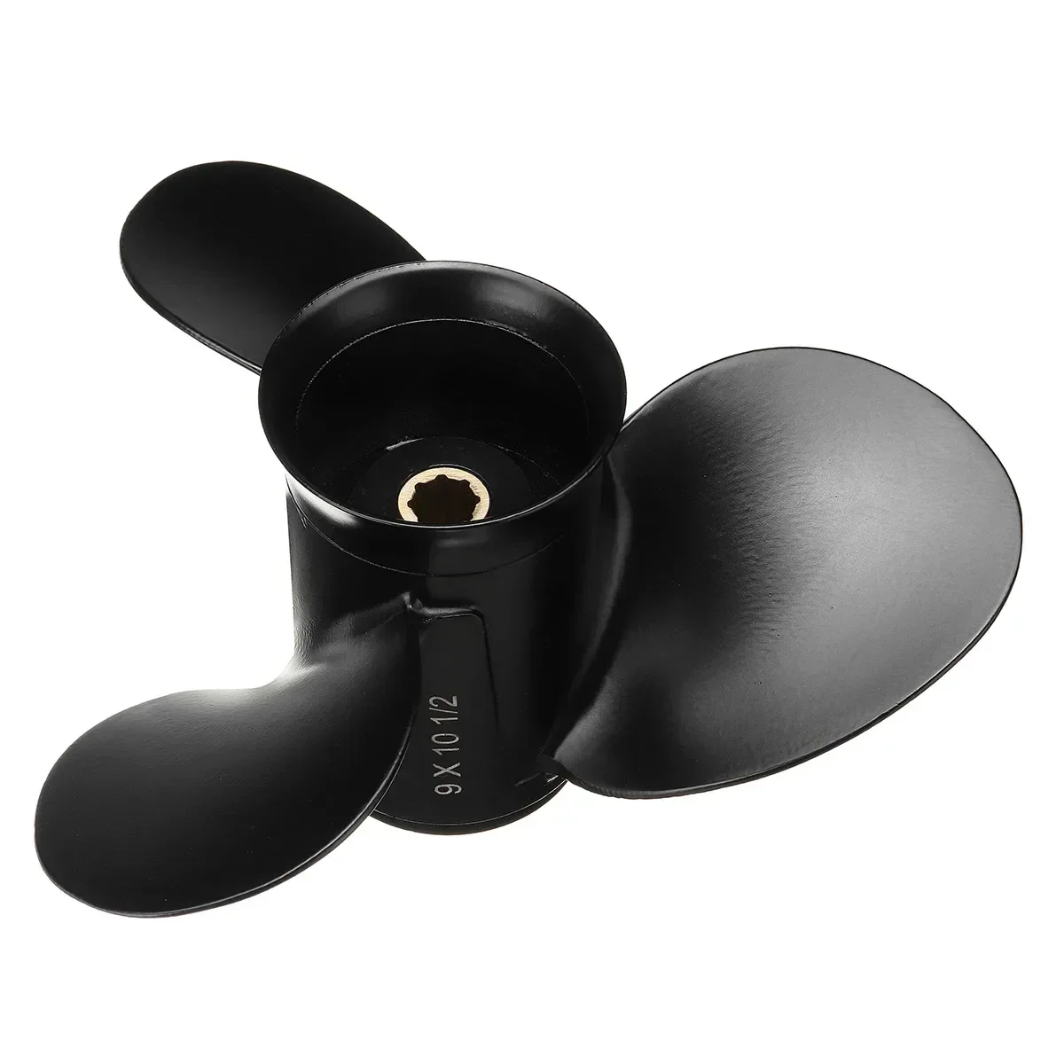 48-828158A12 마리네 보트 아웃보드 프로펠러 머큐리 6-15HP 9x10 1/2 알루미늄 합금 표준 회전 8 스플라인 톱니 블랙