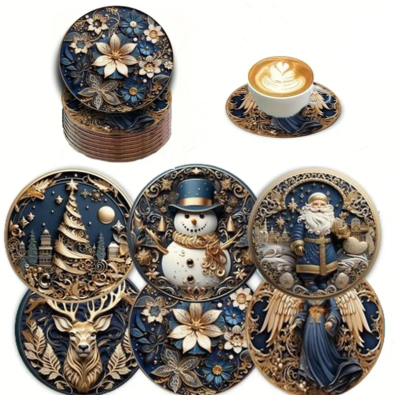 

Набор из 6 деревянных подставок с рождественской тематикой подходит для ресторанов и рождественских подарков.