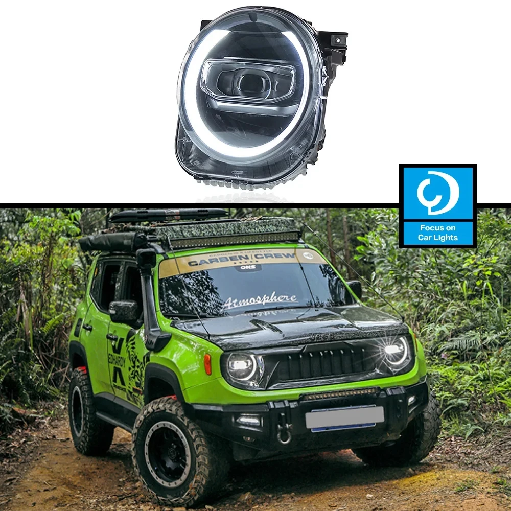 AKD Front Lamp for Jeep Renegade LED 2016-2020 LED Head Lamp  Styling Dynamic LED Turn Signal Lens Auto Accessories Assembly 2PC