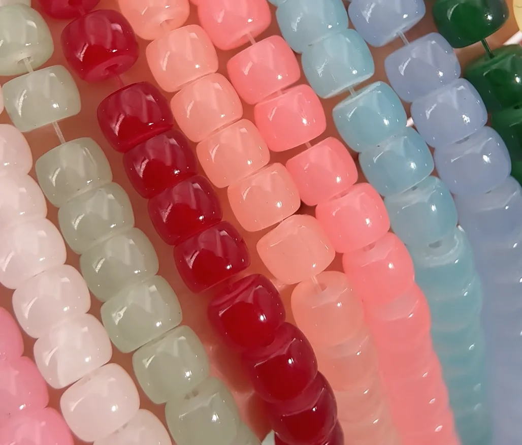 

120 шт. 8,5 мм разноцветные стеклянные бусины в виде яблока, однотонные цилиндрические бусины-разделители для браслета, ожерелья, сделай сам, изготовление ювелирных изделий, поделки