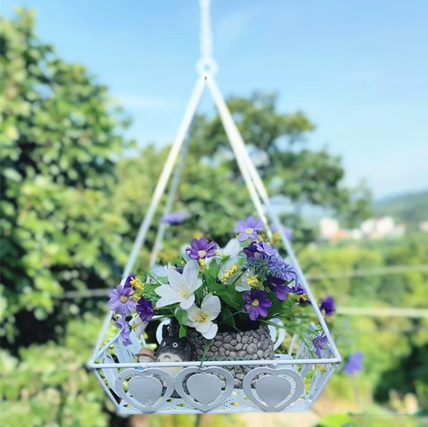 Iron Art Heart Hanging Basket Flower Pot Hanging Rack Indoor Outdoor Climbing Vines Green Vines Orchids Balcony Courtyard Crafts