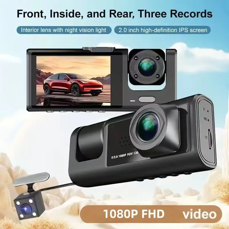 2/3 Lens Dash Cam | One-Step Suction Mount, No Wiring, Portable for Car Switching, Fits Most Vehicles, Easy Install & Remove