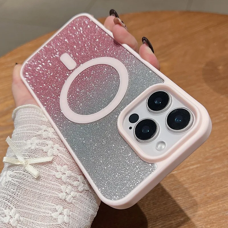 حافظة مغناطيسية لامعة لهاتف آيفون 16 برو ماكس 11 12 14 13 15 Plus 16E 17 Air Magsafe شحن لاسلكي غطاء خلفي شفاف من البلاستيك #4