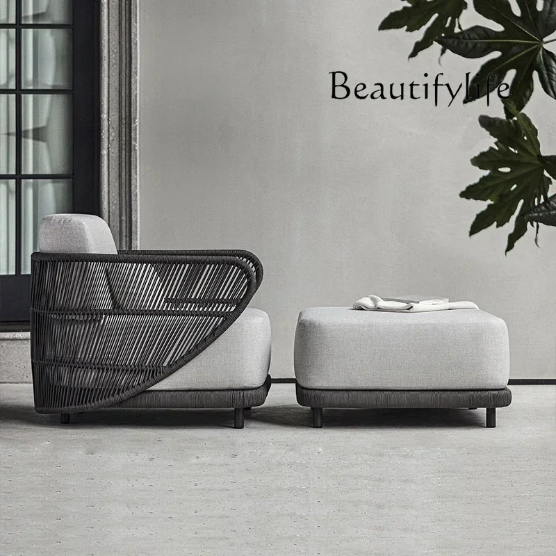 AOutdoor rattan sofa courtyard terrace garden villa balcony open-air leisure Nordic coffee table