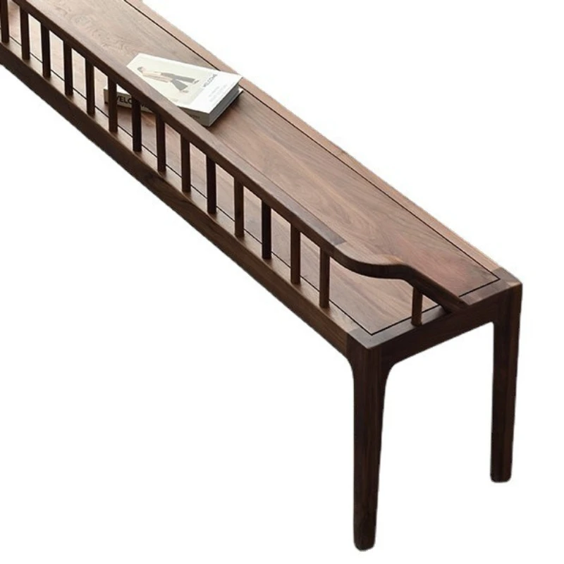 North American Black Walnut Bench with Backrest, Falcon Structure, Solid Wood Furniture