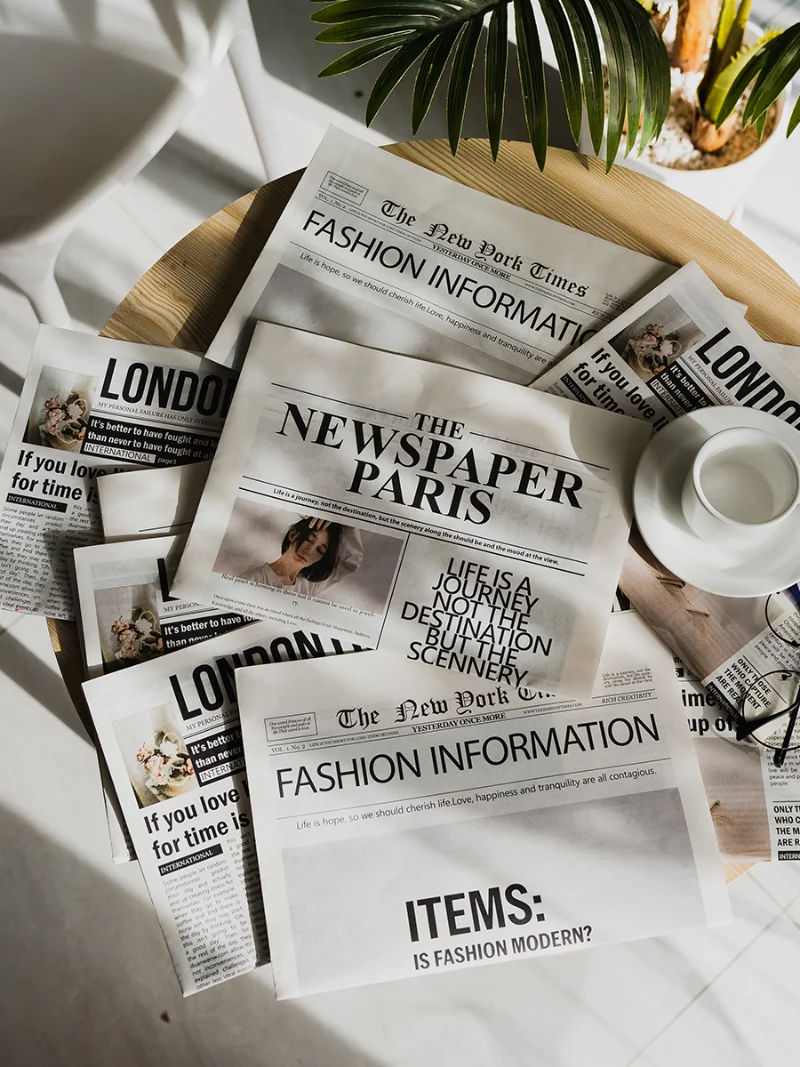 2PCS Set 58x42CM English Newspaper Photography Props Fashion Clothing Home Decor Food Photography Background Props