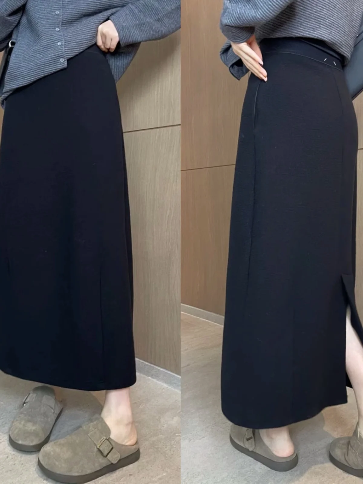 

Зимняя свободная юбка трапециевидной формы средней длины для женщин, большие размеры, элегантная утягивающая повседневная модная юбка f-длины