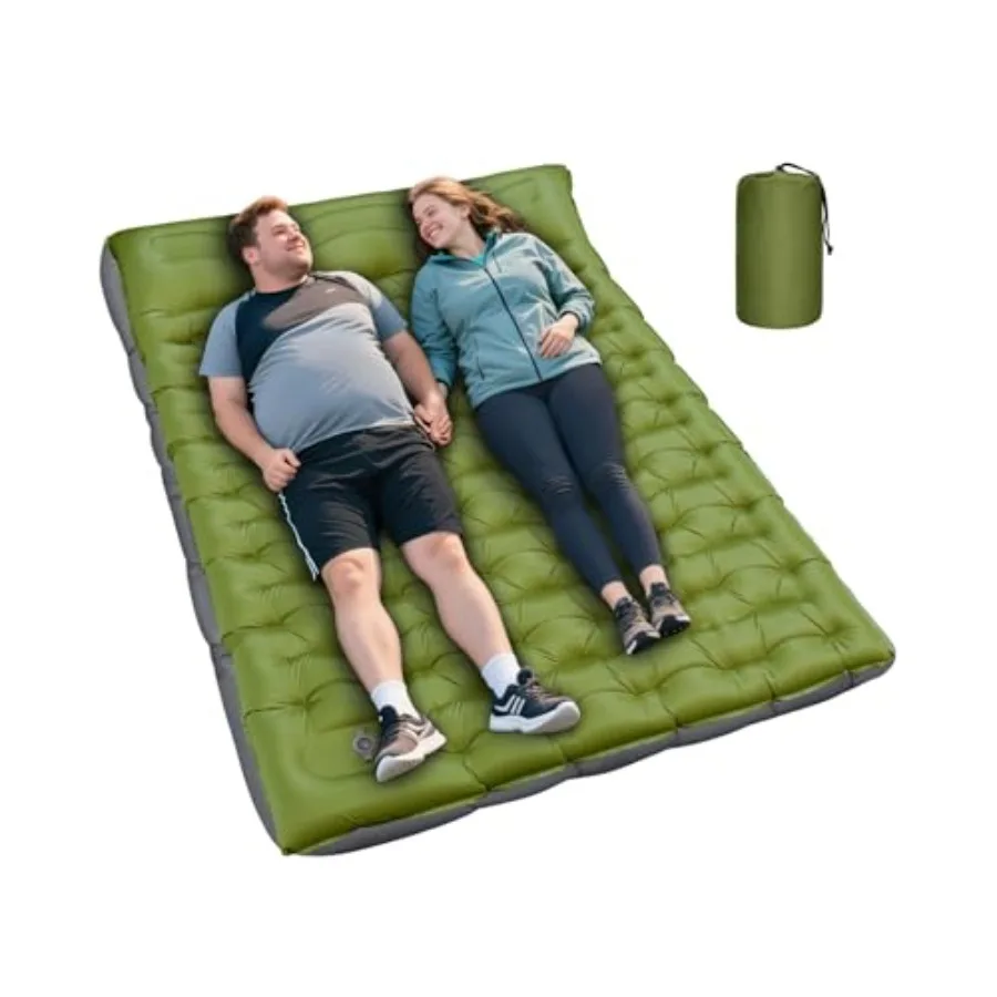 

Extra Thick 6 Inch Inflatable Sleeping Pad for Camping and Backpacking with Builtin Pillow and Foot Pump Ultralight and Compact