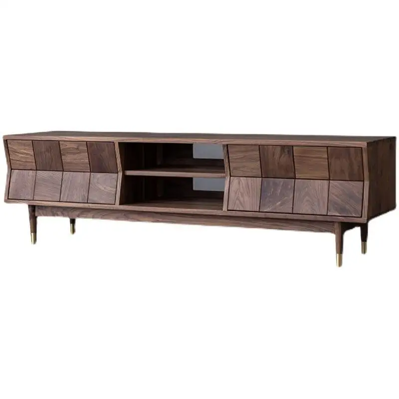 new North American black walnut home TV cabinet modern simple light luxury living room solid wood furniture floor cabinet