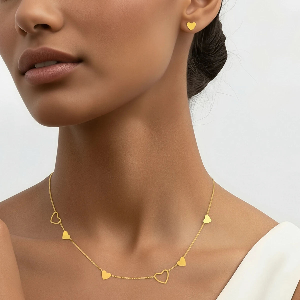 Herz-Halsketten- und Ohrringe-Set für Damen, Geschenk zum Valentinstag, Geburtstag, Weihnachten, Datum, Rückkehr zur Schule