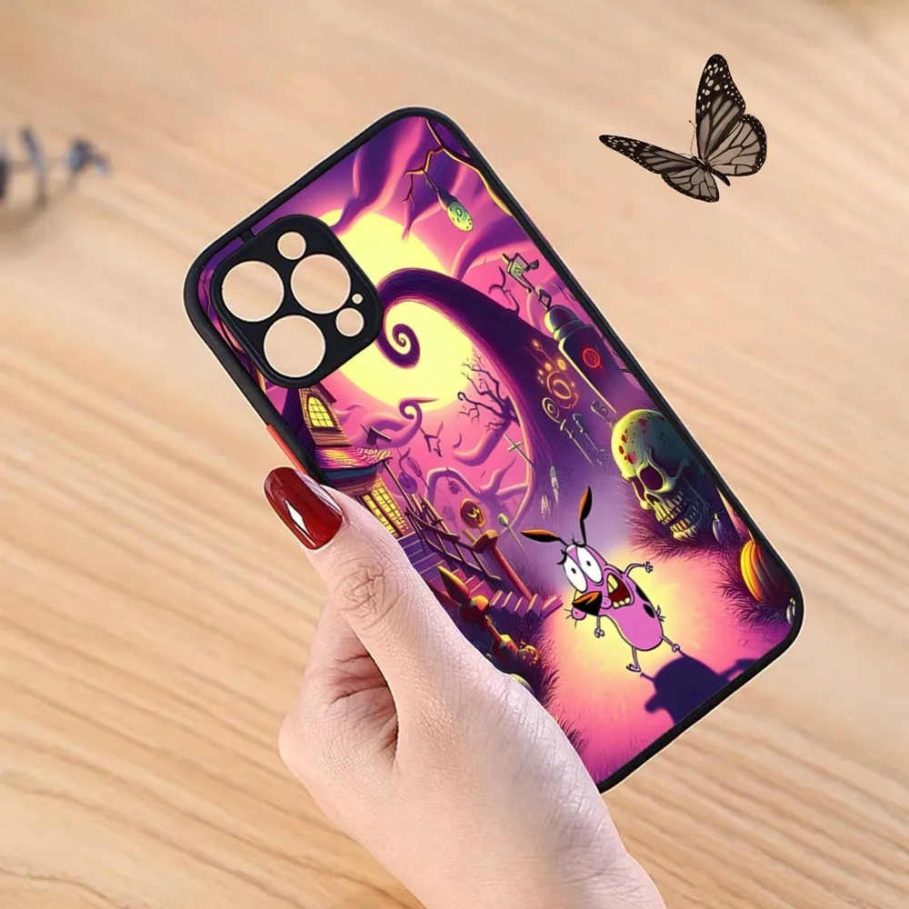 C-Courage the C-Cowardly D-Dog Phone Case for iPhone 13ProMax 15 12 11 14 Pro Max Mini 8 7 Plus SE2020 XS Max X XR Matte Cover