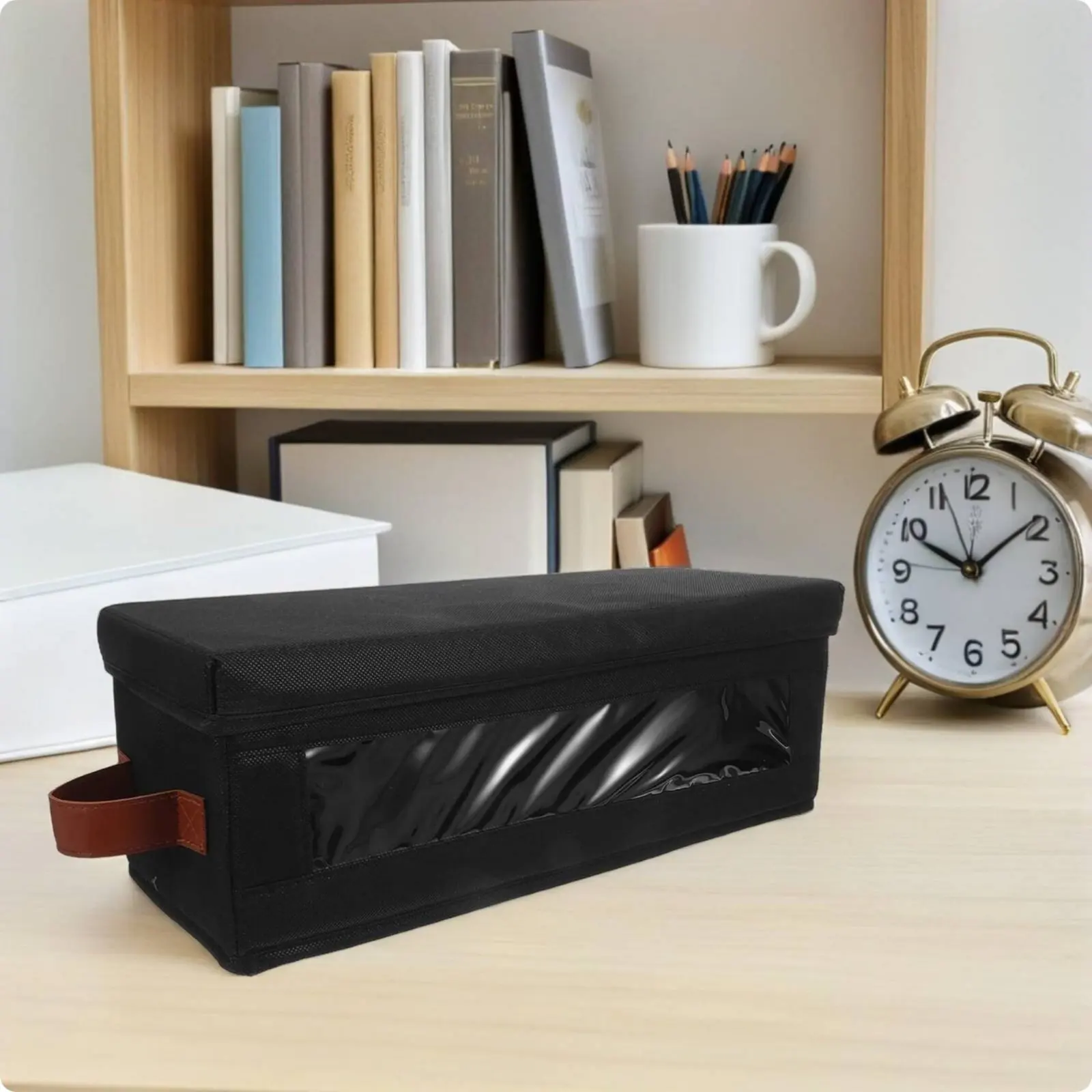 CD Organizer Box Transparent Window CD Organizer with Lid Disc Storage Box Handle Space Saving for Media Room, Office