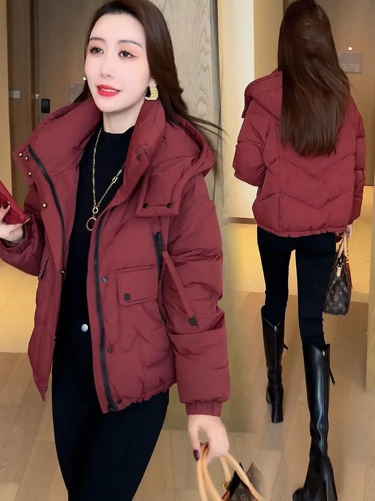 

Chic Korean Sle Women's Winter Coat 2026 New Faionable Ultra-Cute Warm Hooded down Cotton Jaet Commute Loose Fit Zipper