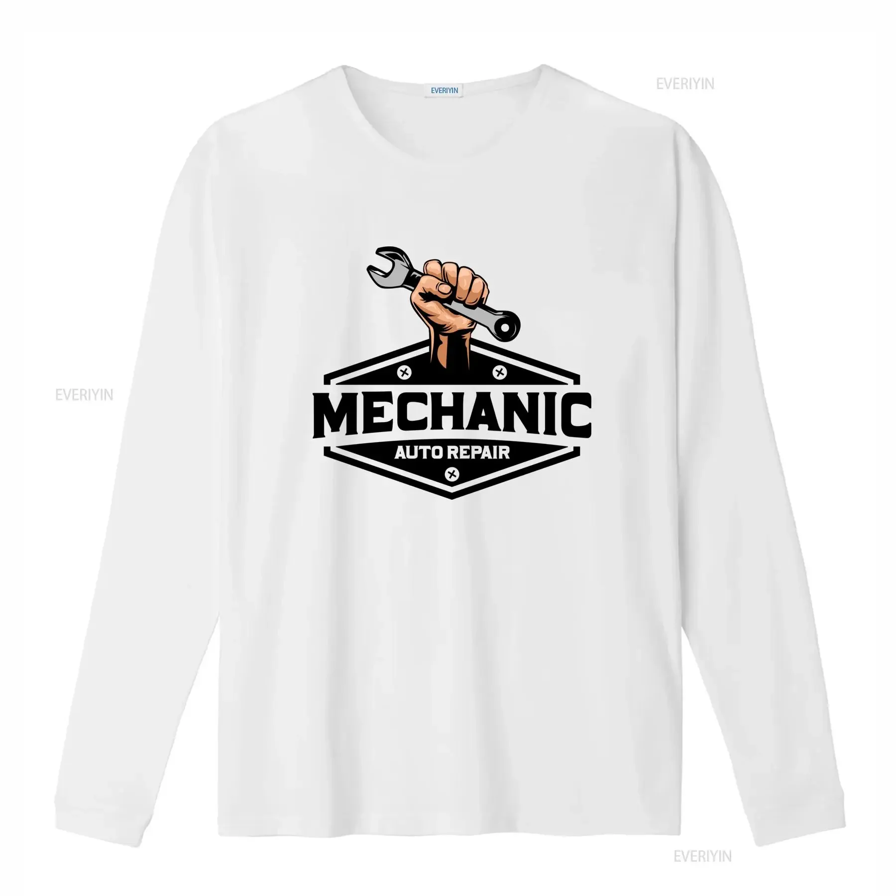 Streetwear Mechanic Fist Holding Wrench Print Casual T Shirt vintage Washed streetwear Stylish graphic fashion Stretched