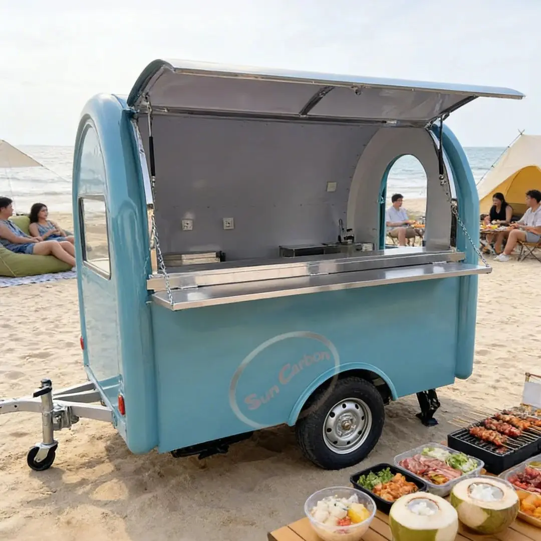 

Portable Fiberglass Food Truck Street Food Vending Cart Mobile Catering Trailer for Coffee Burger Snack