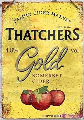 New Retro Metal Tin Sign|Thatcher Cider Replica Vintage Somerset Sign Sign|Home Club Bar Man Cave Garage Farm Wall Decorative Me